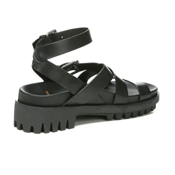 NEW Sam Edelman Eleanora Ankle Strap Gladiator Lug Sole Black Sandal Siz… - Picture 3 of 16